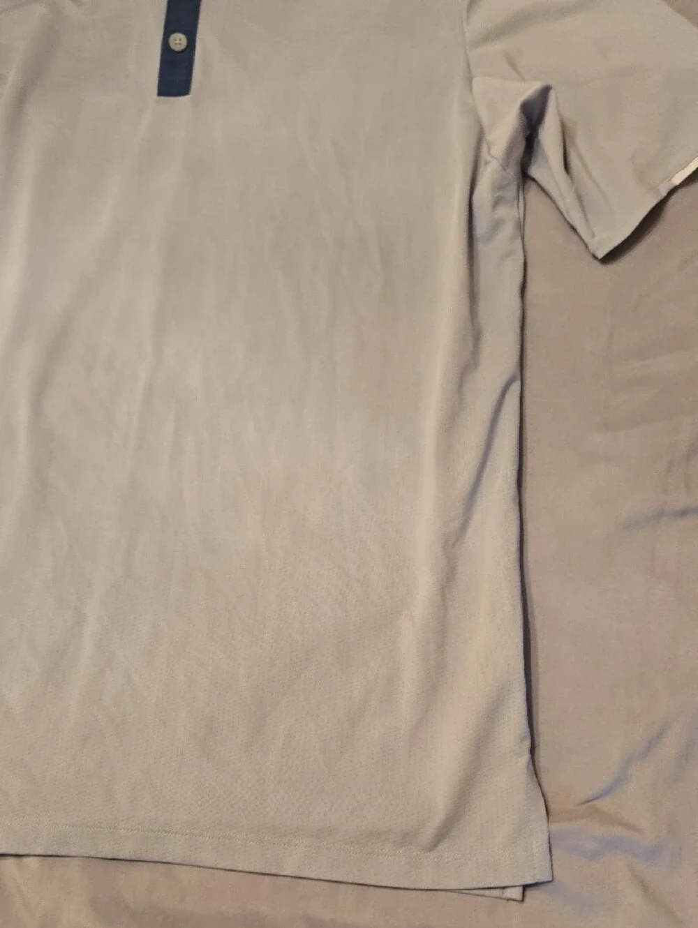 adidas Men’s Light Gray Polo with Navy Contrast Collar